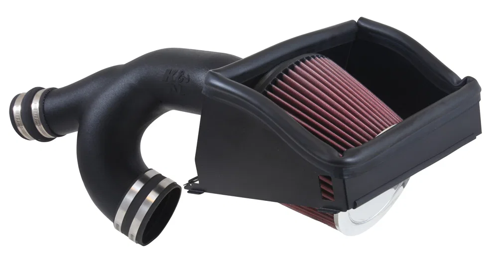 63-2592 – K&N FILTER Cold Air Intake, Black Plastic Tube Red Universal Filter With Heat Shield